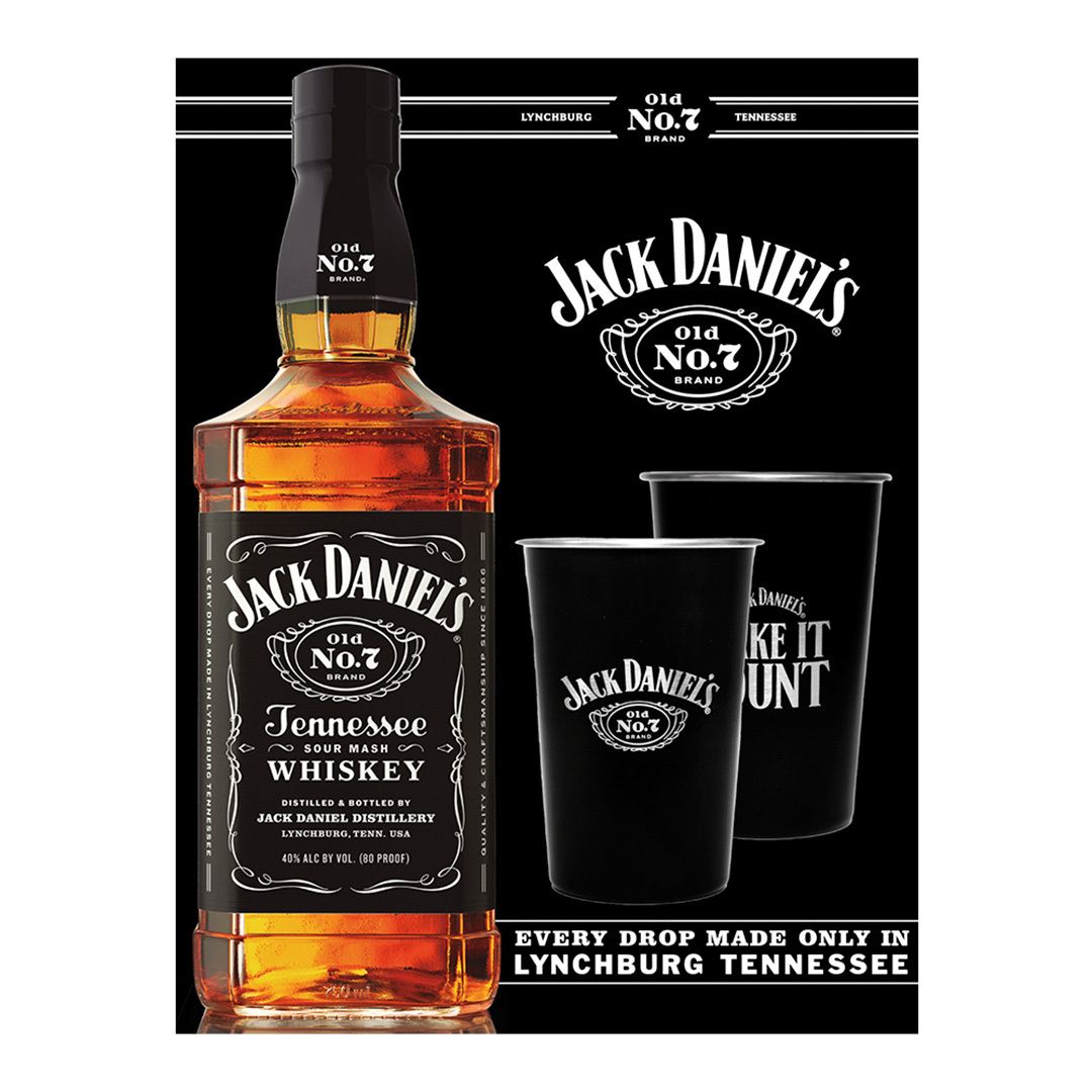 Whisky Jack Daniels Caja Metalica Con Vasos 750cc