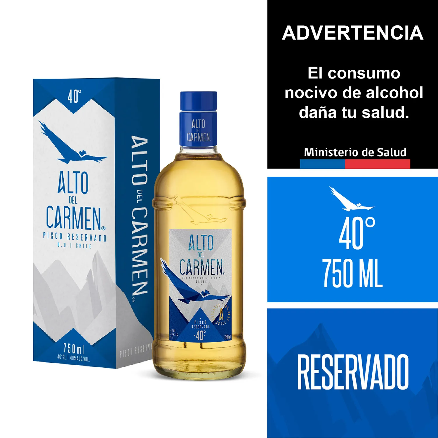 Pisco Alto del Carmen Reservado Azul 40º 750cc