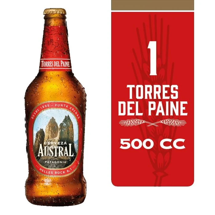 Cerveza Austral Torres del Paine Helles Bock 500cc Botella