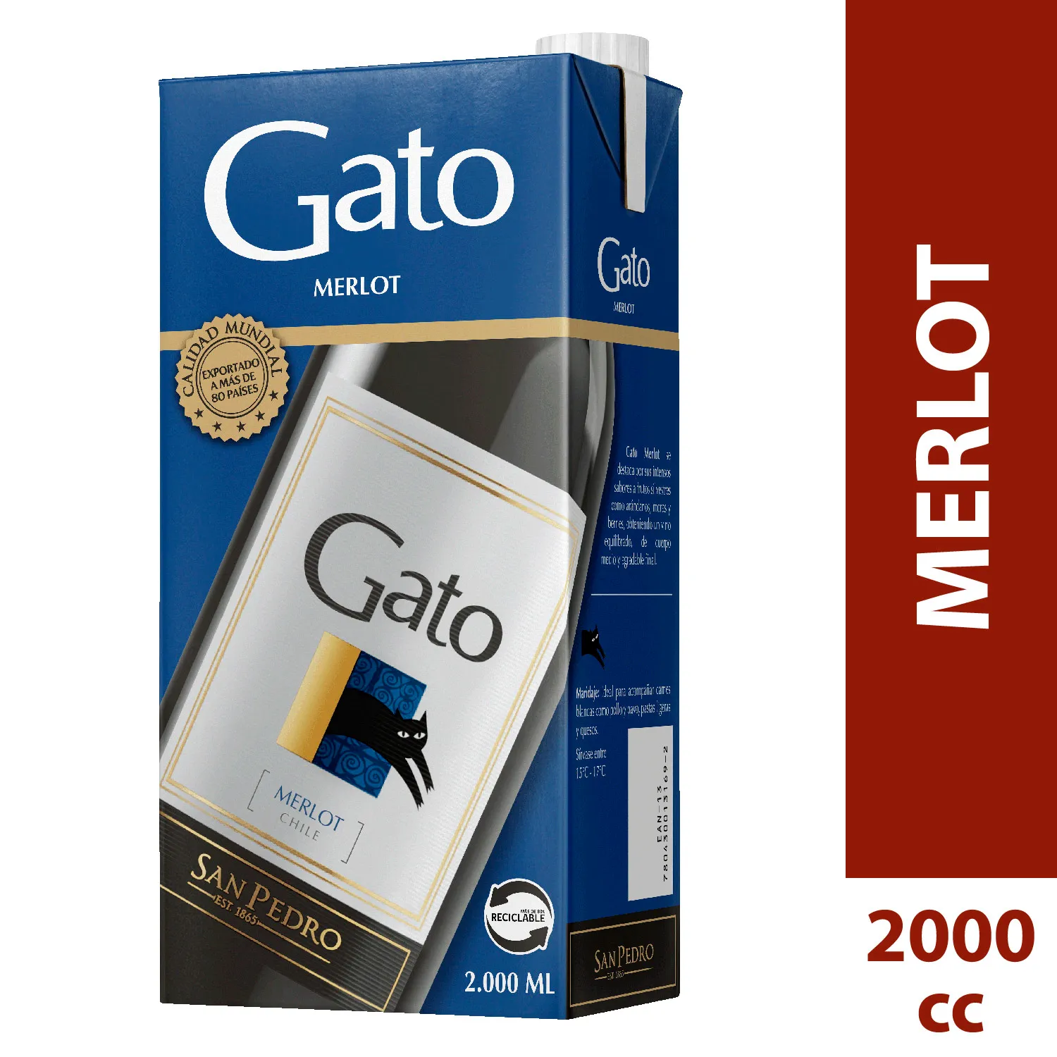 Vino Gato Merlot 2000cc Tetra