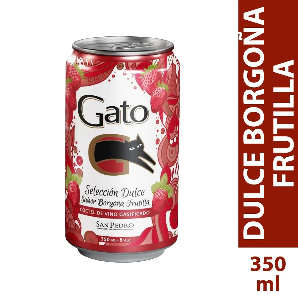 Vino Gato Frutilla Borgoña 350cc Lata